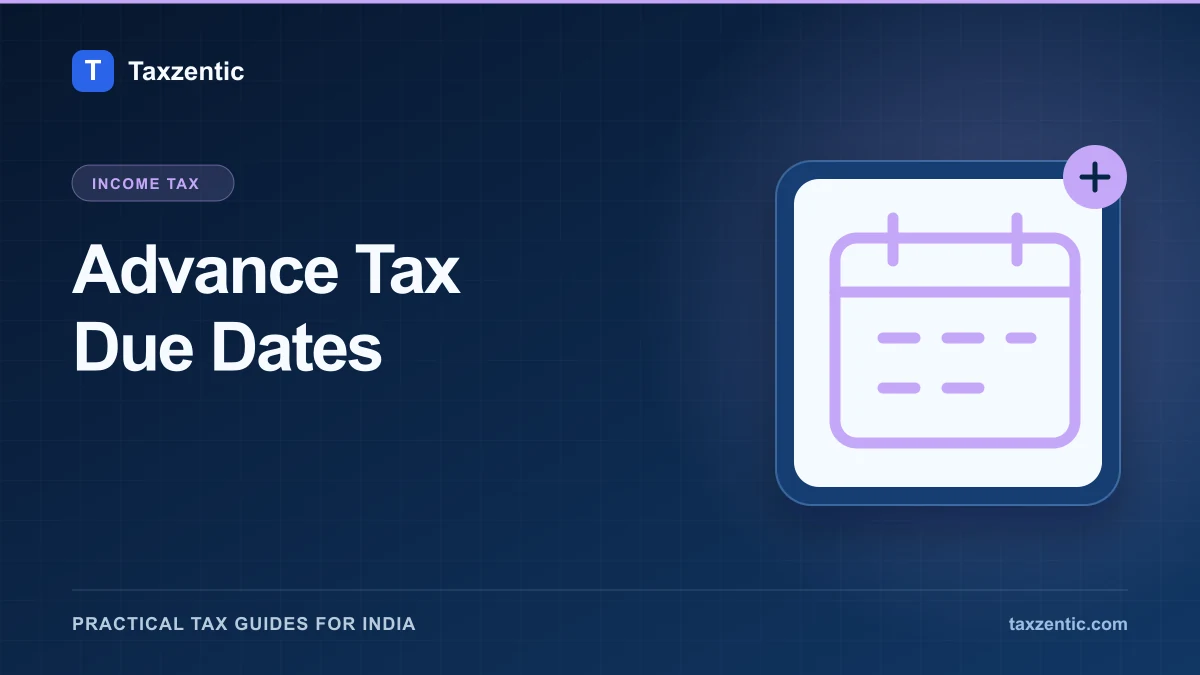 Illustrated Taxzentic poster for Advance Tax Due Dates with a filing calendar.