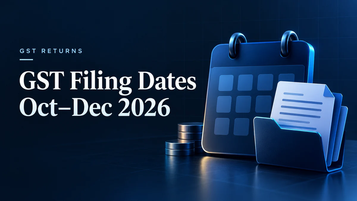 GST Filing Dates Oct–Dec 2026 cover with an abstract calendar and filing document