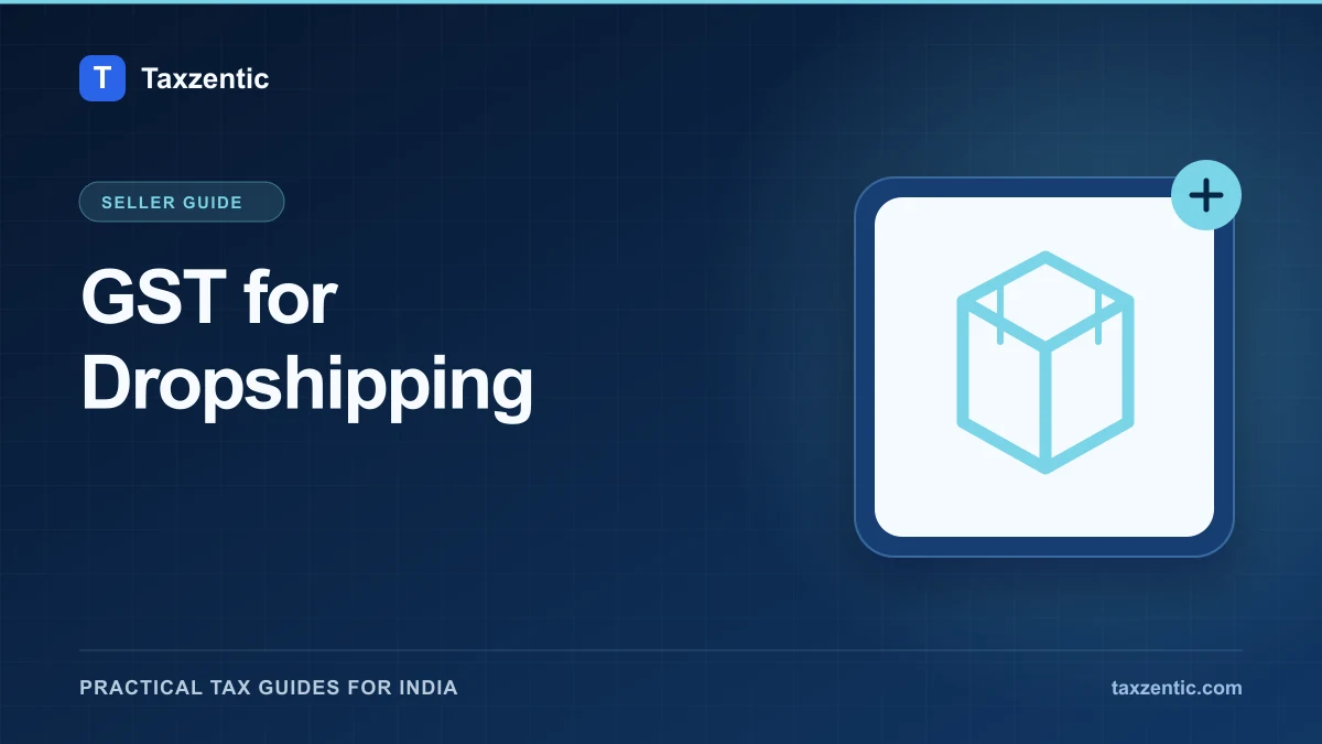 Illustrated Taxzentic poster for GST for Dropshipping with a parcel.